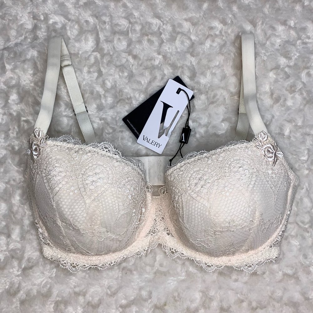 Valery Ivory Balconette Underwire Bra 36D NWT